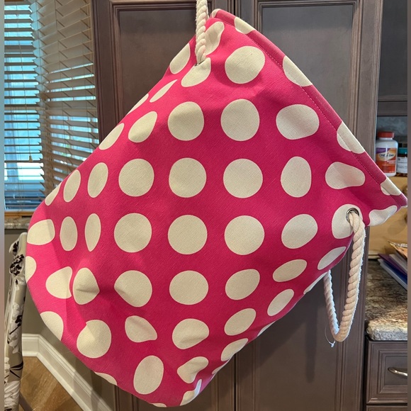 Storage & Organization Pink Polka Dot Hamper Rope Handles Collapsible